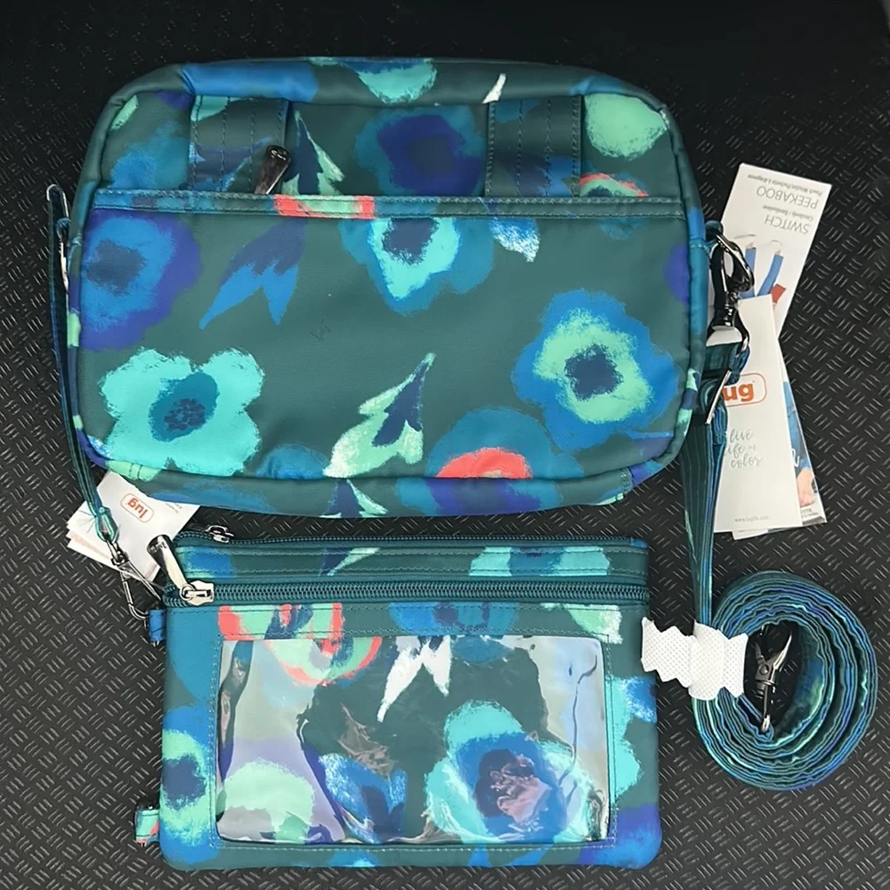 Lug Switch & Peekaboo crossbody/belt bag/wristlet set mystic bloom forest NWT